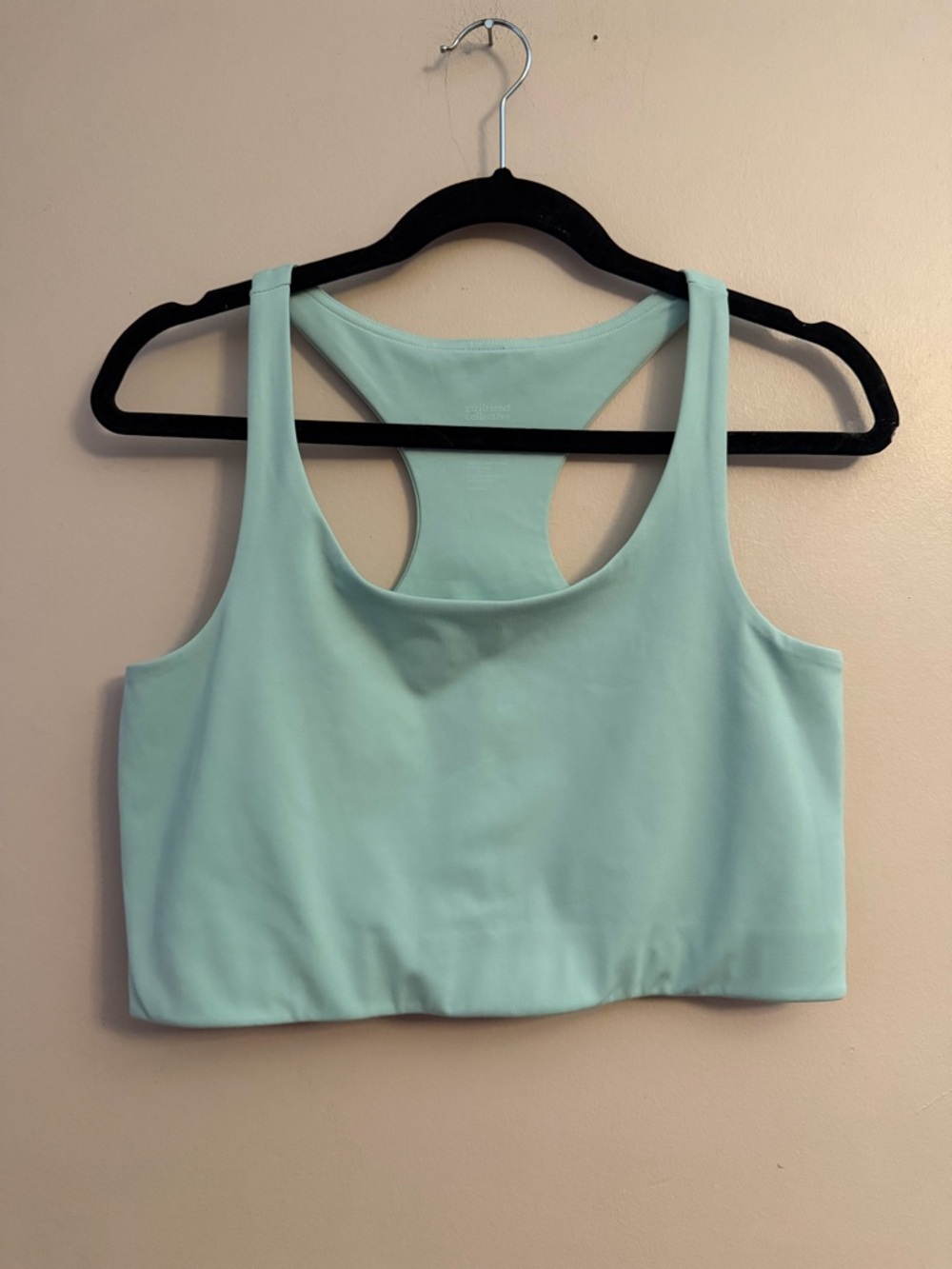 girlfriend collective Light Aqua Performance Racerback Crop